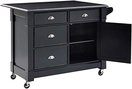 Crosley Furniture Lacey Kitchen Cart Distressed Black 0 2