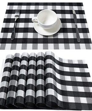 DOLOPL Buffalo Check Placemats Table MatsPlacemat Set Of 8 Non Slip Washable Place MatsHeat Resistant Kitchen Tablemats For Dining Table Black And White Buffalo Check 0 300x360