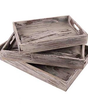 Decorative Natural Wood Serving Tray Rustic Vintage Style Set Of 3 Different Sizes 0 300x360
