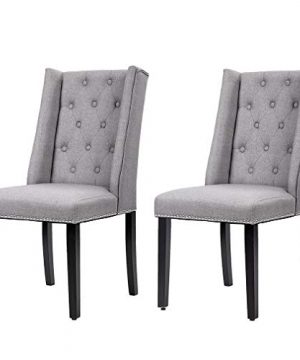 Dining Chairs Set Of 2 Dining Room Chairs For Living Room Kitchen Chairs Parsons Chair Mid Century Modern Chair Upholstered For Restaurant Home Grey 0 300x360