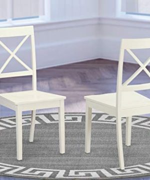 East West Furniture BOC WHI W Boston Wood Dining Chair Wooden Seat And Linen White Finish Solid Wood Frame Modern Dining Chair Set Of 2 0 300x360