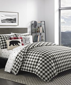 Eddie Bauer Mountain Collection 100 Cotton Soft Cozy Premium Quality Plaid Comforter With Matching Shams 3 Piece Bedding Set FullQueen Black 0 300x360