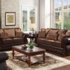 Furniture Of America Esmeralda 2 Piece Fabric And Leatherette Sofa Set Dark Brown Finish 0 100x100