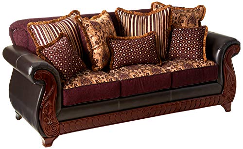 Furniture Of America Kildred 2 Piece Fabric And Leatherette Sofa Set Burgundy 0 0