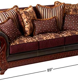 Furniture Of America Kildred 2 Piece Fabric And Leatherette Sofa Set Burgundy 0 3 300x315