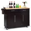 Giantex Kitchen Island Cart Rolling Storage Trolley Cart With Lockable Castors 2 Drawers 3 Door Cabinet Towel Handle Knife Block For Dining Room Restaurant Use Brown 0 100x100