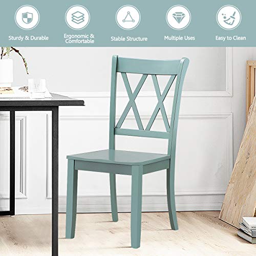 Mint Green Rubber Wood Dining Room Side Chair Mestler Dining Room Side Chairs for Home Kitchen Dining Room Giantex Set of 2 Dining Chairs 1, Mint Green