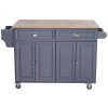 HOMCOM Rolling Oak Wood Drop Leaf Kitchen Island Cart With Storage And Butcher Block Grey 0 100x100