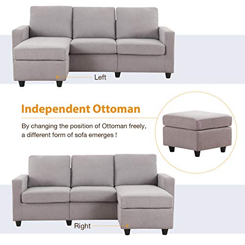 Honbay Grey Sectional Couch With, Honbay L Shape Couch Bed Sofa