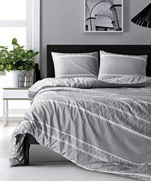 HYPREST Bohemian Twin Duvet Cover Set Lightweight Soft Grey Comforter Cover Set Hotel Quality 0 300x360