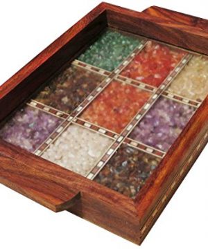 Handicraft Store Serving Tray Made With Decorative Crushed Gem Stones In Design Of Nine Squares Must For Home Dining Purpose 0 300x360