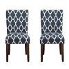 HomePop Parsons Classic Upholstered Accent Dining Chair Set Of 2 Navy And Cream Geometric 0 100x100