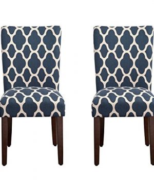 HomePop Parsons Classic Upholstered Accent Dining Chair Set Of 2 Navy And Cream Geometric 0 300x360