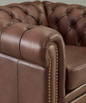 Hydeline Aliso 100 Leather Chesterfield Sofa Couch Set Sofa Loveseat Chair Brown 0 2 300x360