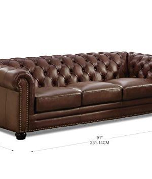 Hydeline Aliso 100 Leather Chesterfield Sofa Couch Set Sofa Loveseat Chair Brown 0 3 300x353
