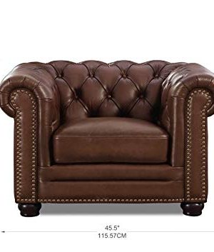 Hydeline Aliso 100 Leather Chesterfield Sofa Couch Set Sofa Loveseat Chair Brown 0 5 300x353