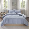 Intelligent Design Carson Ultra Soft Reversible Frosted Print Plush To Yarn Dyed Heathered Microfiber Comforter Set TwinTwin XL Blue 0 100x100