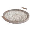 Kate And Laurel Hillrose Round Wooden Tray 18 Inch Diameter Rustic Brown And White Decorative Tray For Serving Display And Storage 0 100x100