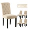 LSSBOUGHT Stylish Dining Room Chairs With Solid Wood Legs Set Of 4 Beige 0 100x100