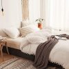 MOVE OVER 2 Pieces White Bedding Offwhite Duvet Cover Set Ball Fringe Pattern Design Soft Off White Bedding Sets Twin 1 Duvet Cover 1 Ball Lace Pillow Sham Twin Offwhite 0 100x100