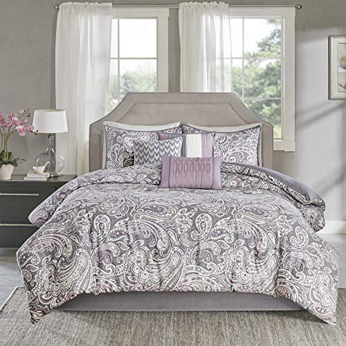 Madison Park Gabby Cal King Size Bed, Purple And Grey King Size Bedding