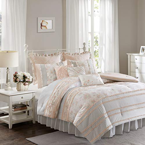Madison Park Serendipity Cal King Size Bed Comforter Set Bed In A Bag Coral Floral 9 Pieces Bedding Sets 100 Cotton Bedroom Comforters 0 1