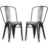 Merax Metal Dining Chairs High Back Stackable Kitchen Industrial Vintage Side Chairs Set Of 2 Black Golden 0 100x100