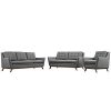 Modway Beguile Mid Century Modern Sofa Upholstered Fabric With Sofa Loveseat And Armchair In Gray 0 100x100