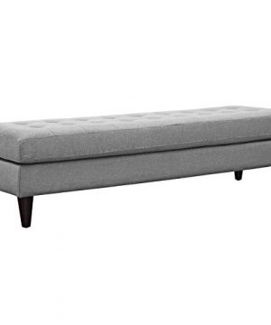 Modway Empress Mid Century Modern Upholstered Fabric Large Bench 71 In Light Gray 0 300x360