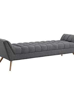 Modway Response Mid Century Modern Bench Large Upholstered Fabric In Gray 0 300x360