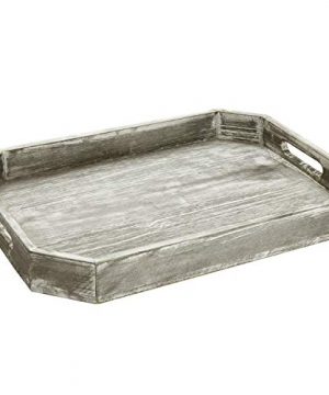 MyGift Country Rustic Wood Serving Tray With Cutout Handles And Angled Edges 0 300x360
