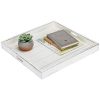 MyGift Vintage White 19 Inch Square OttomanServing Tray With Cutout Handles 0 100x100