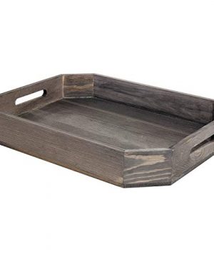 Octagon Country Rustic Wood Nesting Breakfast Serving TraysCoffee Serving Trays With Cutout Handles 0 300x360