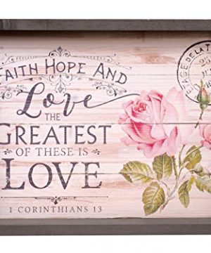 P Graham Dunn Faith Hope Greatest Is Love Floral 1975 X 1475 Inch Solid Pine Wood Farmhouse Serving Tray 0 300x360