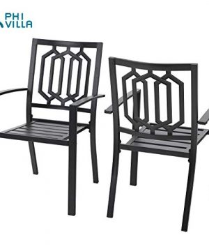 Patio Dining Chairs Outdoor Metal Chairs Set Of 2 Stackable Bistro Deck Chairs Set For Garden Backyard Lawn Support 300lbs Black 0 300x360