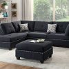 Poundex Bobkona Viola Linen Like Polyfabric Left Or Right Hand Chaise Sectional Set With Ottoman Pack Of 3 Black 0 100x100