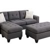 Poundex One Sectional With Ottoman And 2 Pillows In Gray Blue Grey 0 100x100