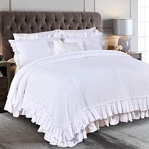Queen S House Farmhouse Ruffled King, Queen Size Bed Comforter White