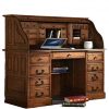 Roll Top Desk Solid Oak Wood 54 Inch Deluxe Executive Oak Desk Burnished Walnut Stain For Home Office Secretary Organizer Roll Hutch Top Easy Assembly Quality Crafted Construction 0 100x100