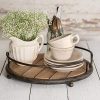 Round Wood Plank Serving Tray Weathered Farmhouse Chic Accessories Not Included 0 100x100