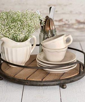 Round Wood Plank Serving Tray Weathered Farmhouse Chic Accessories Not Included 0 300x360