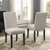Roundhill Furniture Biony Tan Fabric Dining Chairs With Nailhead Trim Set Of 2 0 100x100