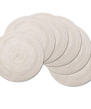 SHACOS Round Placemats Set Of 6 Cotton Placemats Washable 15 Inch Table Mats For Kitchen Tables Ivory 6 0 300x360