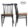Set Of 2 Dining Side Chairs Natural Wood Seat And Sturdy Iron Frame Simple Kitchen Restaurant Chairs For Dining Room Cafe Bistro Ergonomic DesignComb Back 0 100x100