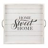 Stonebriar Square Worn White Sweet Home Wooden Serving Tray With Metal Handles 0 100x100