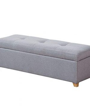 Teerwere Storage Stool Storage Stool Rectangular Folding Upholstered Storage Bench With Cover Sofa Stool Solid Wood Legs Storage Ottoman Color Gray Size 604040cm 0 300x360
