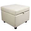 Tufted Leather Square Flip Top Storage Ottoman Cube Foot Rest 0 100x100