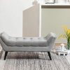 Tufted Upholstered Bench Fabric Ottoman Bench For Bedroom Living Room Entryway Hallway Gray With Wood Legs 0 100x100