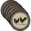 VHC Brands Farmhouse Tabletop Kitchen Miller Farm Charcoal Poultry Jute Stenciled Nature Print Round Tablemat Set Of 6 One Size Bleached White 0 100x100