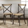 WE Furniture Industrial Farmhouse Wood And Metal X Back Kitchen Dining Chairs Set Of 2 Black 0 100x100